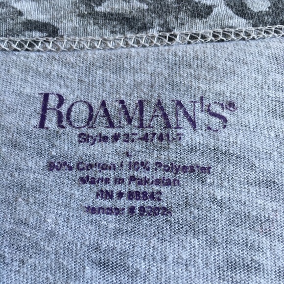 Roman's Leopard Print 3/4 Sleeve Top - Picture 3 of 4